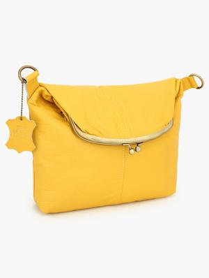 yellow leather messenger handbag - 17590387 - Standard Image - 5