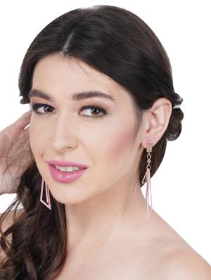 pink metal drop earring - 17590450 - Standard Image - 3