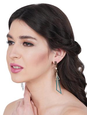 green metal drop earring - 17590451 - Standard Image - 3