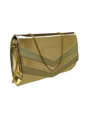 gold leatherette (pu) envelope clutch - 17590649 - Standard Image - 5