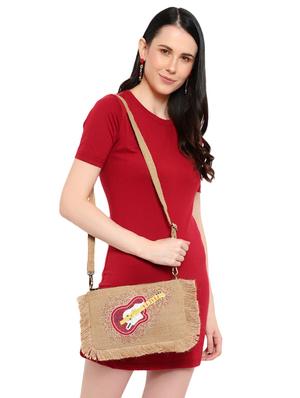 beige jute regular clutch - 17590651 - Standard Image - 6