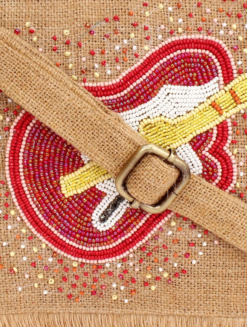 beige jute regular clutch - 17590651 - Zoom Image - 4