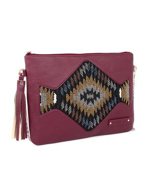 maroon leatherette (pu) regular clutch - 17590656 - Standard Image - 5