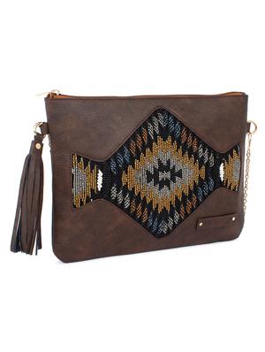 brown leatherette (pu) regular clutch - 17590658 - Standard Image - 5