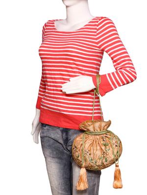 orange silk ethnic clutch - 17590661 - Standard Image - 5