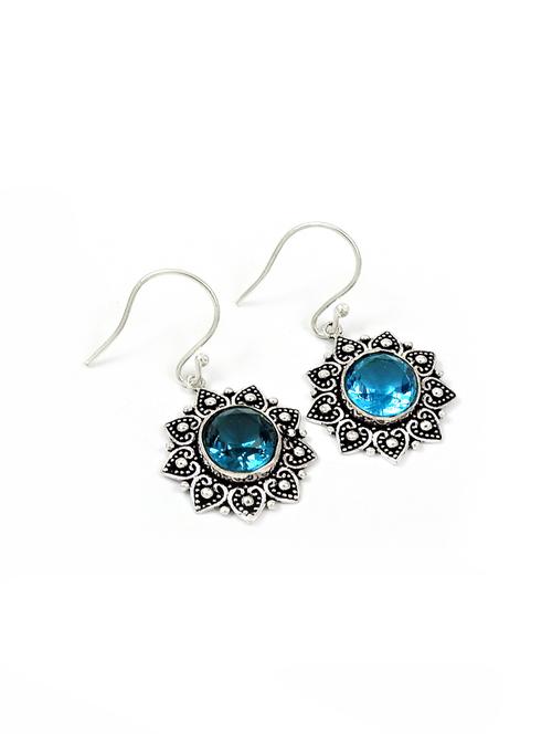 blue silver plated drop earring - 17591430 - Standard Image - 1