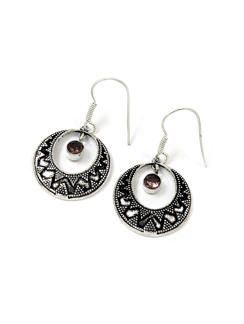 red silver plated drop earring - 17591566 - Zoom Image - 1