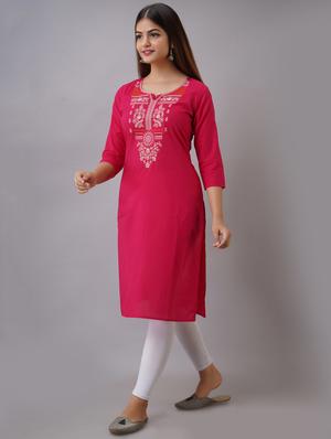pink solid straight kurta - 17591589 - Standard Image - 2
