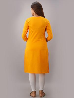 mustard solid straight kurta - 17591597 - Standard Image - 3