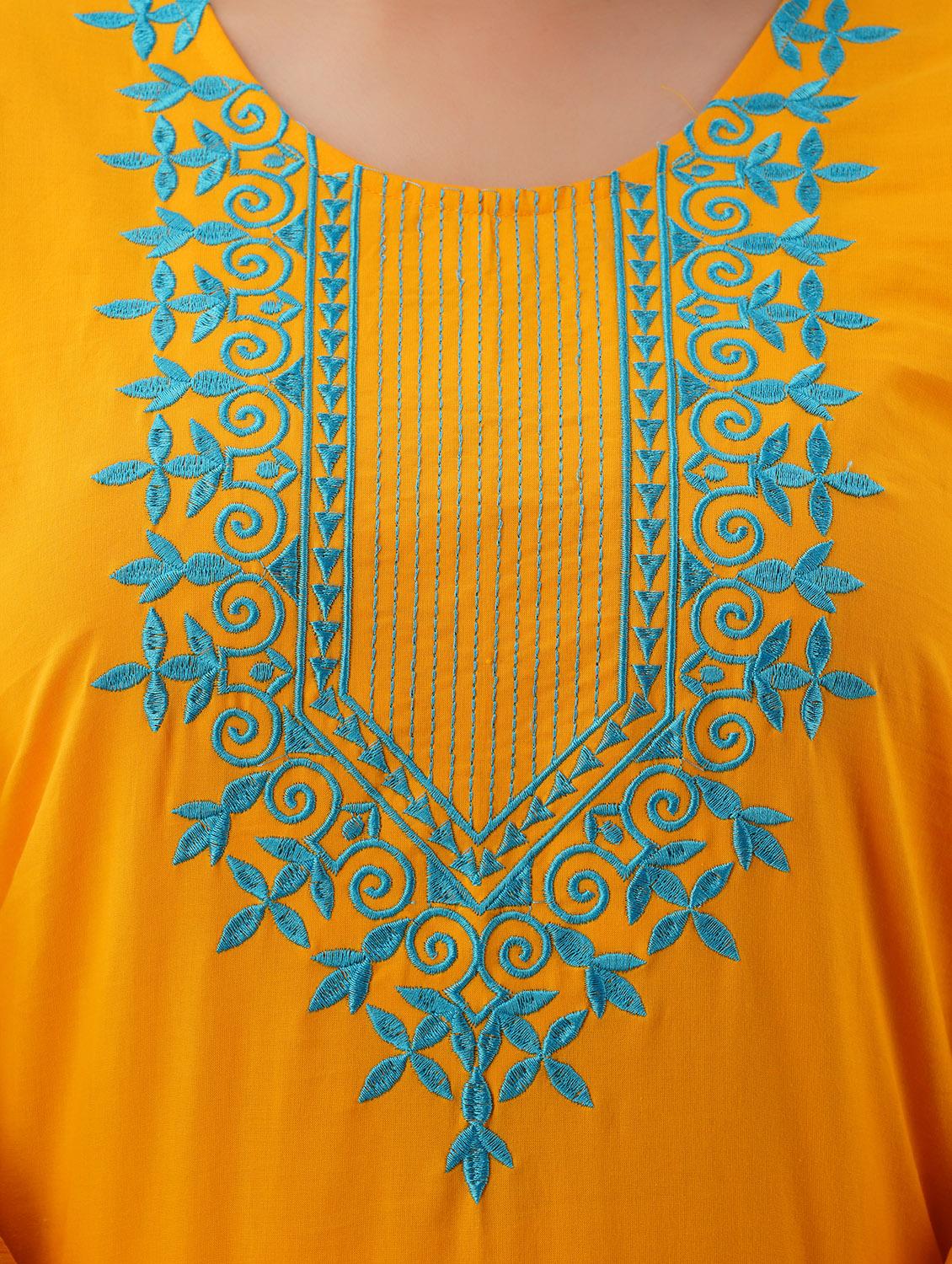 mustard solid straight kurta - 17591597 - Zoom Image - 5