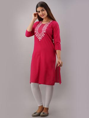 pink solid straight kurta - 17591598 - Standard Image - 2