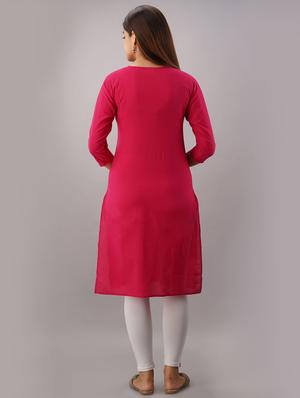 pink solid straight kurta - 17591598 - Standard Image - 3