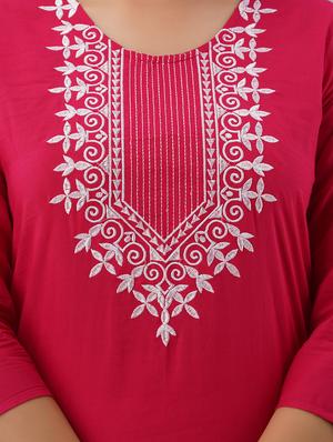 pink solid straight kurta - 17591598 - Standard Image - 5