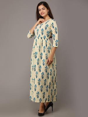 sky blue printed flared kurta - 17591600 - Standard Image - 2