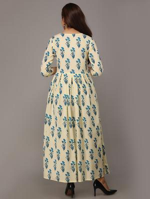 sky blue printed flared kurta - 17591600 - Standard Image - 3