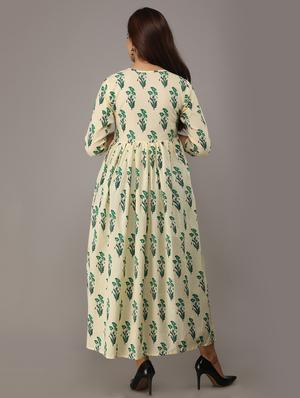 green printed flared kurta - 17591601 - Standard Image - 3