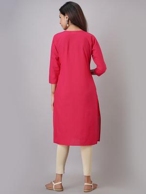 pink embroidery straight kurta - 17591611 - Standard Image - 3