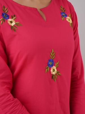 pink embroidery straight kurta - 17591611 - Standard Image - 5