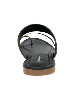 black synthetic slip on kolhapuris - 17591883 - Standard Image - 4
