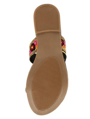 black synthetic slip on kolhapuris - 17591883 - Standard Image - 5