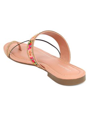 pink synthetic slip on kolhapuris - 17591884 - Standard Image - 3