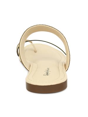 beige synthetic slip on kolhapuris - 17591885 - Standard Image - 4