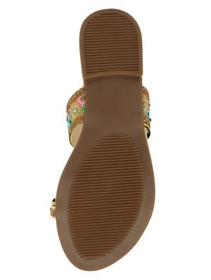 beige synthetic slip on kolhapuris - 17591885 - Standard Image - 6