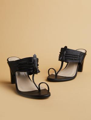 black slip on sandals - 17591897 - Standard Image - 2
