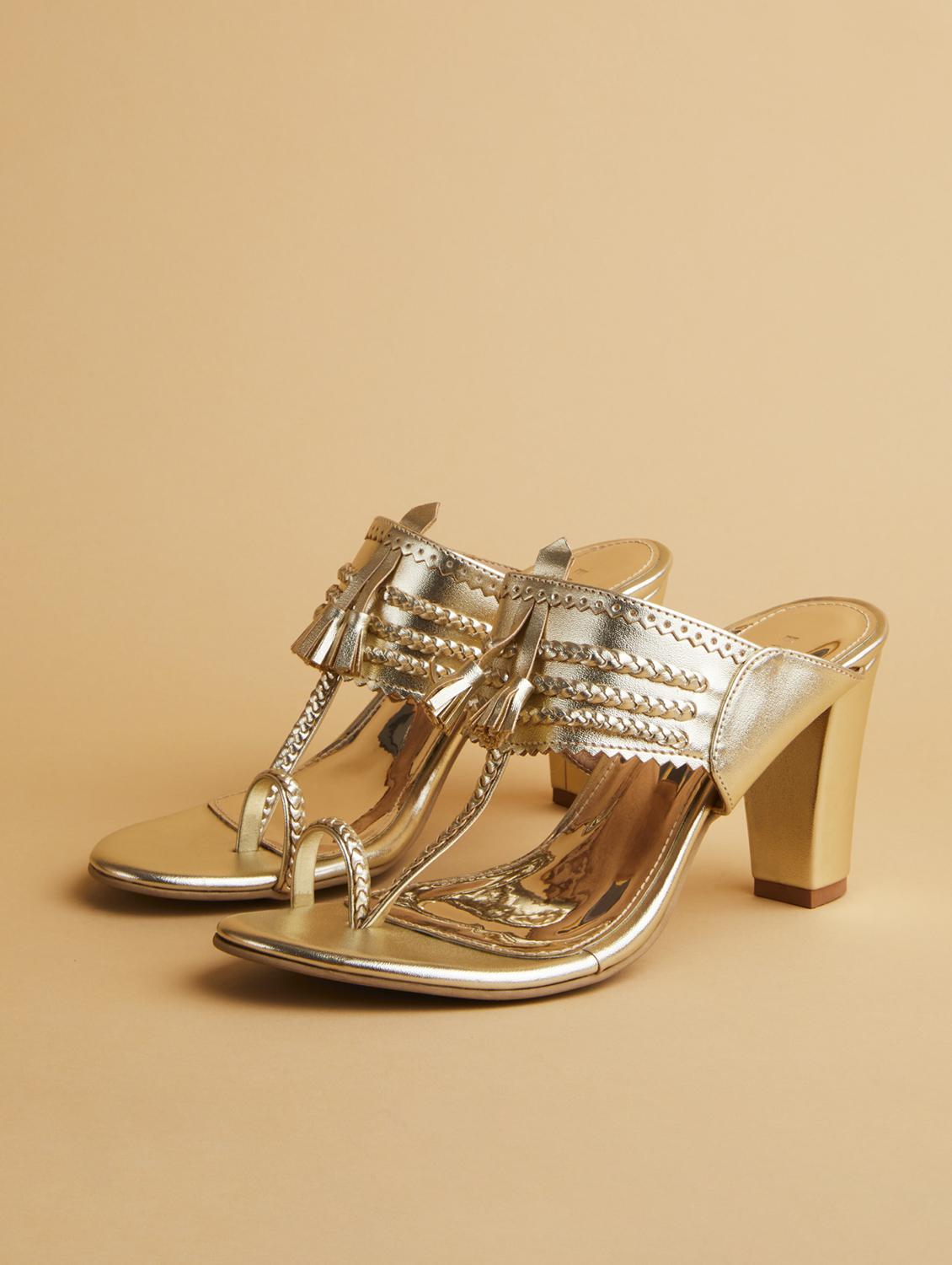 gold slip on heels - 17591900 - Zoom Image - 1