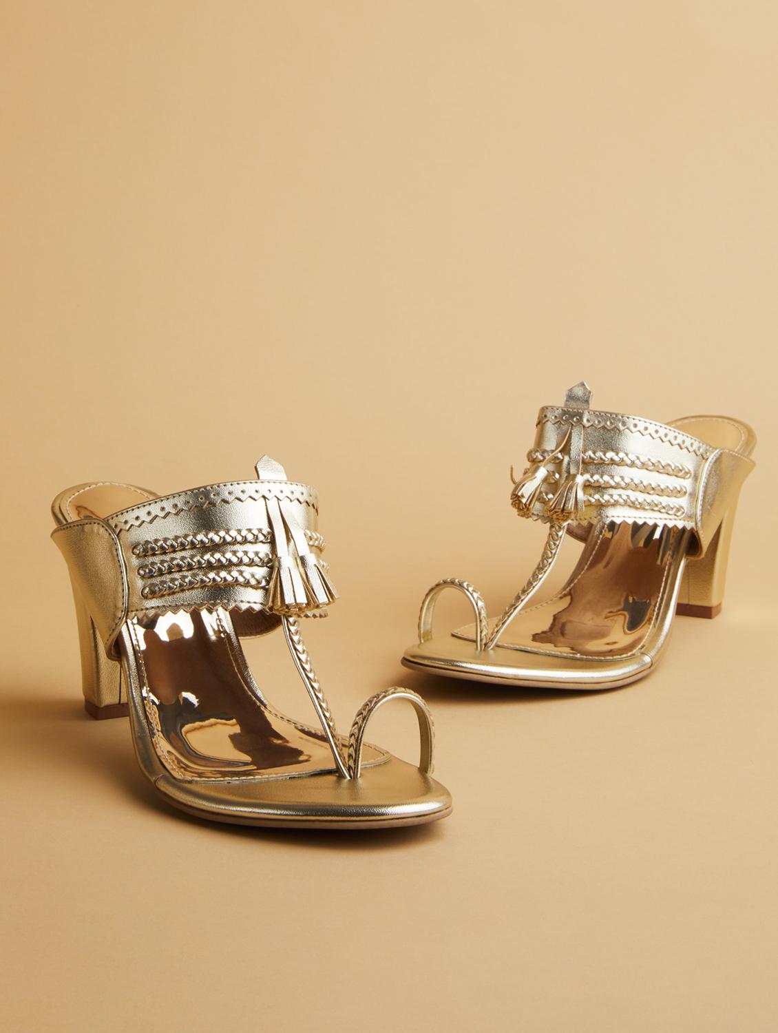 gold slip on heels - 17591900 - Zoom Image - 3