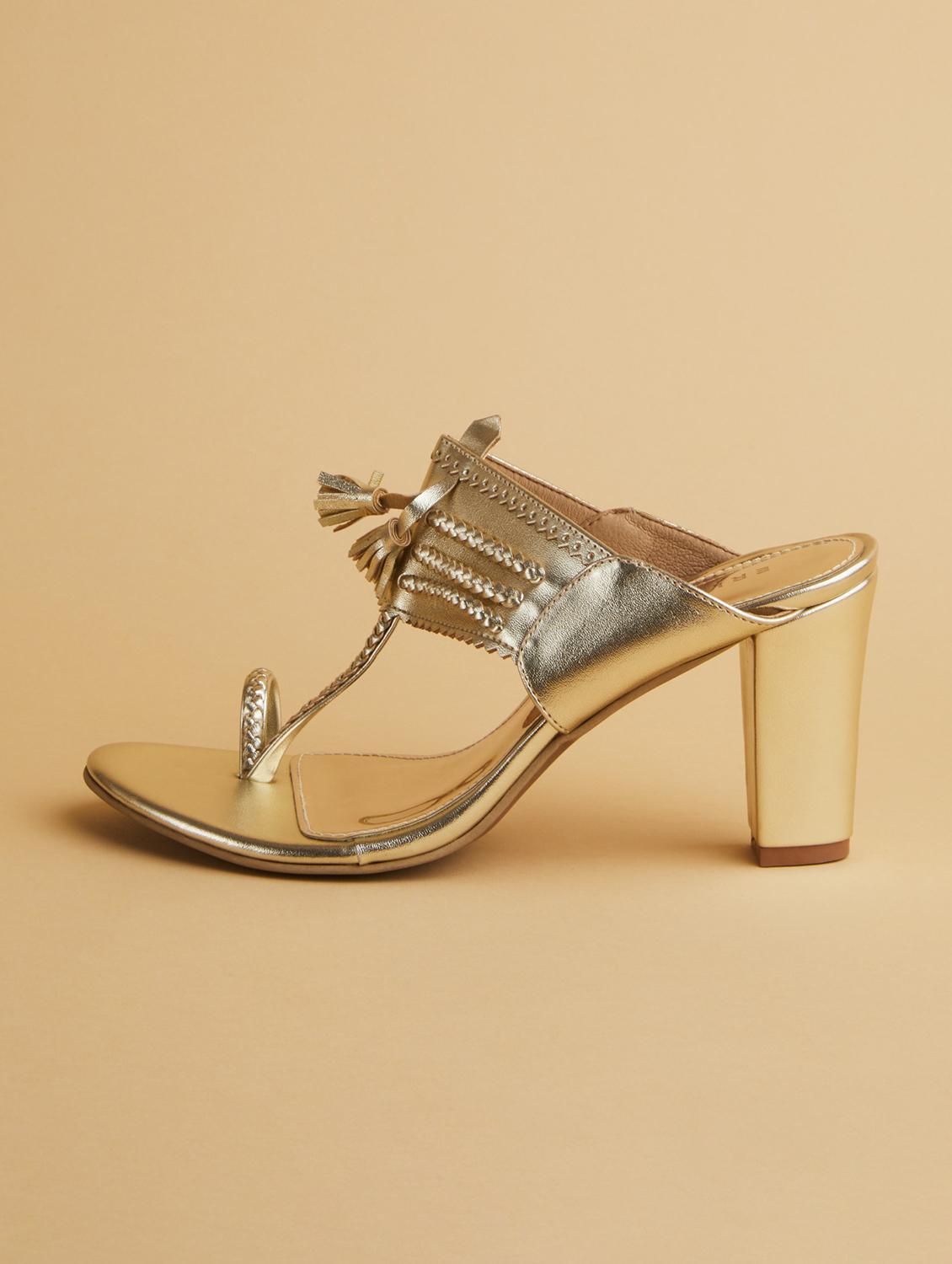 gold slip on heels - 17591900 - Zoom Image - 4