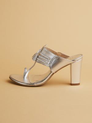 silver slip on sandals - 17591901 - Standard Image - 3
