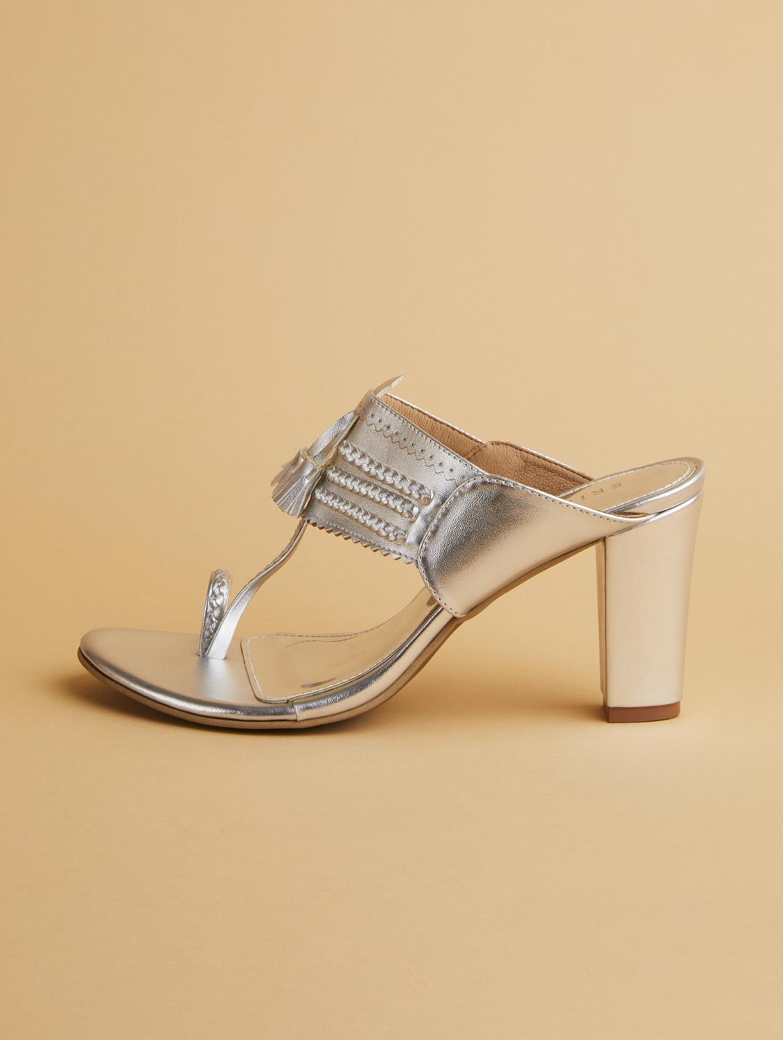 silver slip on sandals - 17591901 - Zoom Image - 3