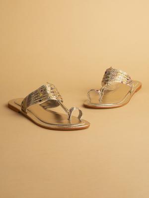 gold slip on sandals - 17591923 - Standard Image - 2