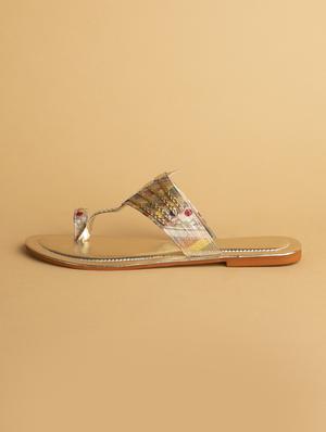 gold slip on sandals - 17591923 - Standard Image - 4