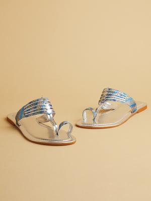 silver slip on sandals - 17591924 - Standard Image - 2