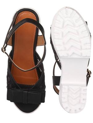 black synthetic slip on sandals - 17591983 - Standard Image - 3