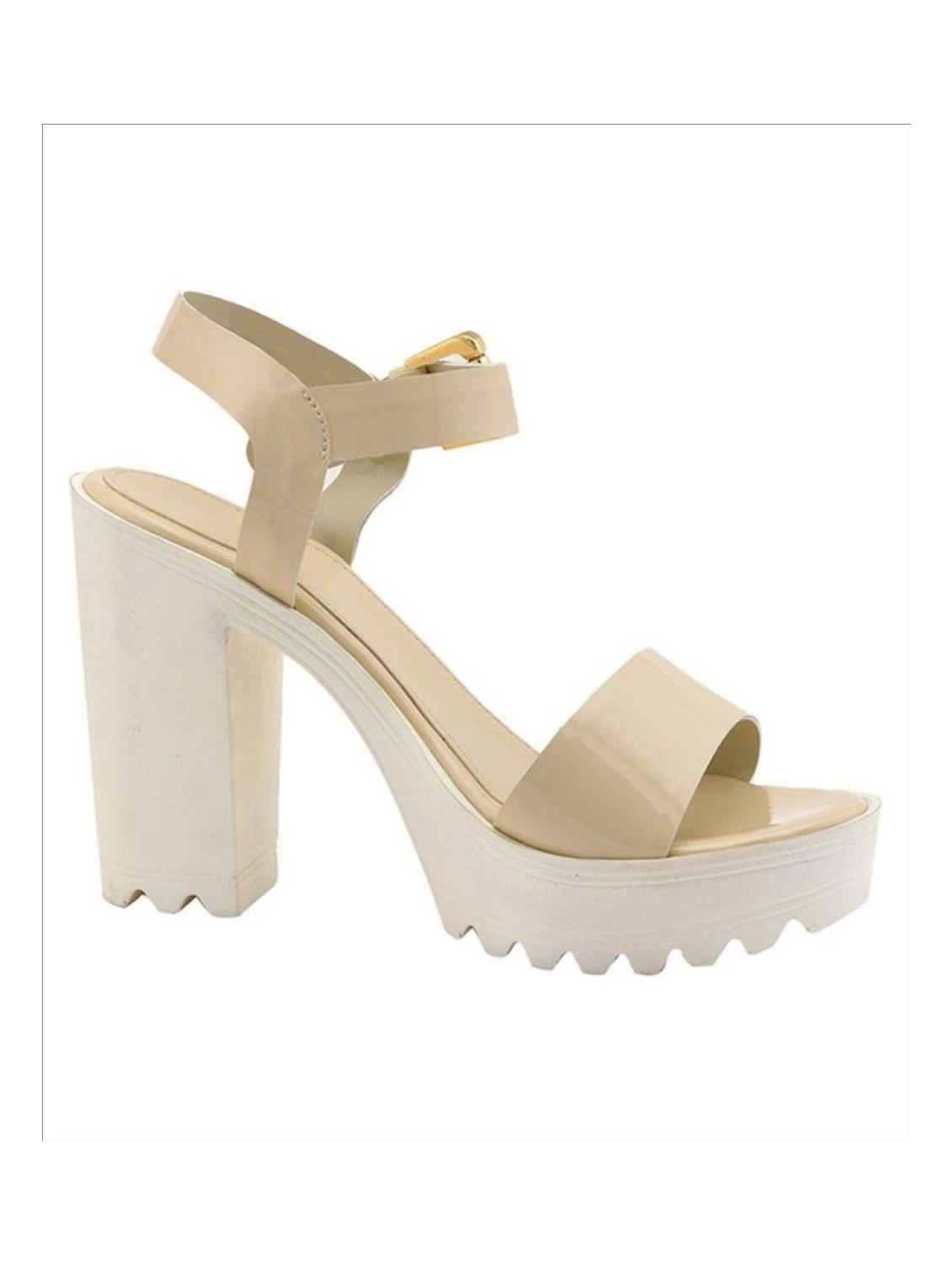 beige synthetic ankle strap sandals - 17591986 - Zoom Image - 2