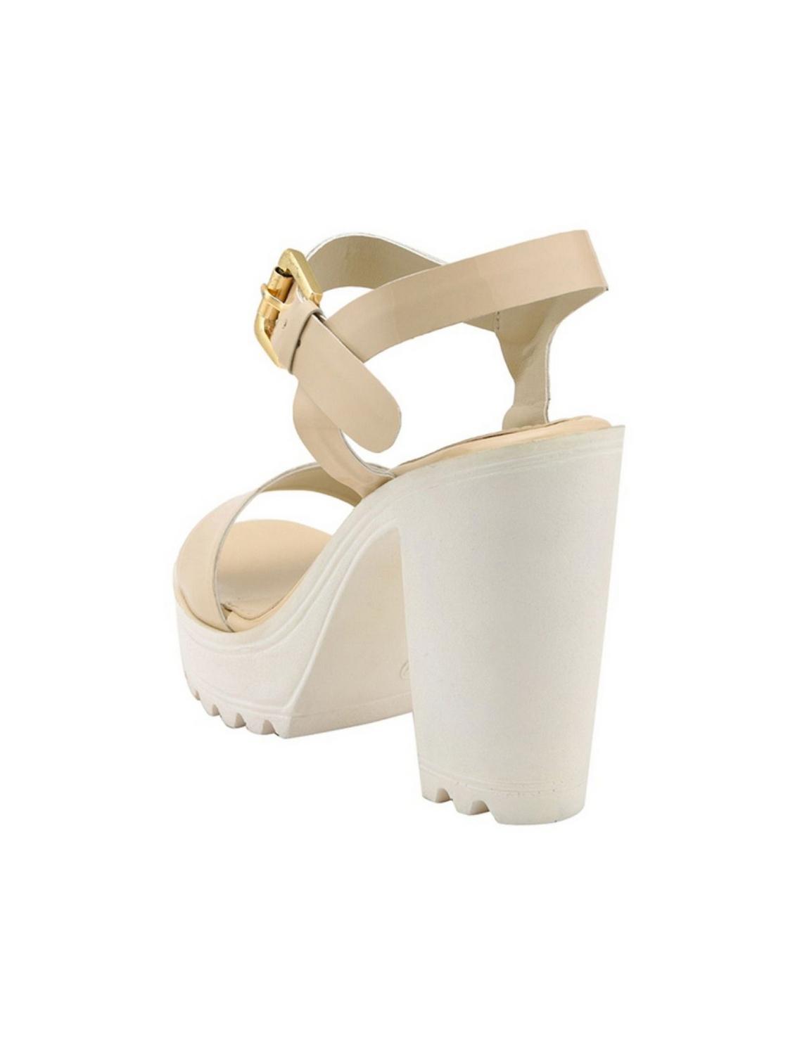 beige synthetic ankle strap sandals - 17591986 - Zoom Image - 3