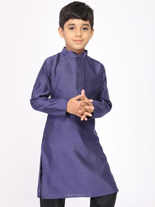 blue cotton kurta set - 17592120 - Standard Image - 1