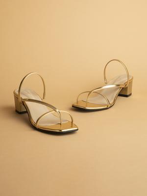 gold ankle strap sandals - 17592690 - Standard Image - 2