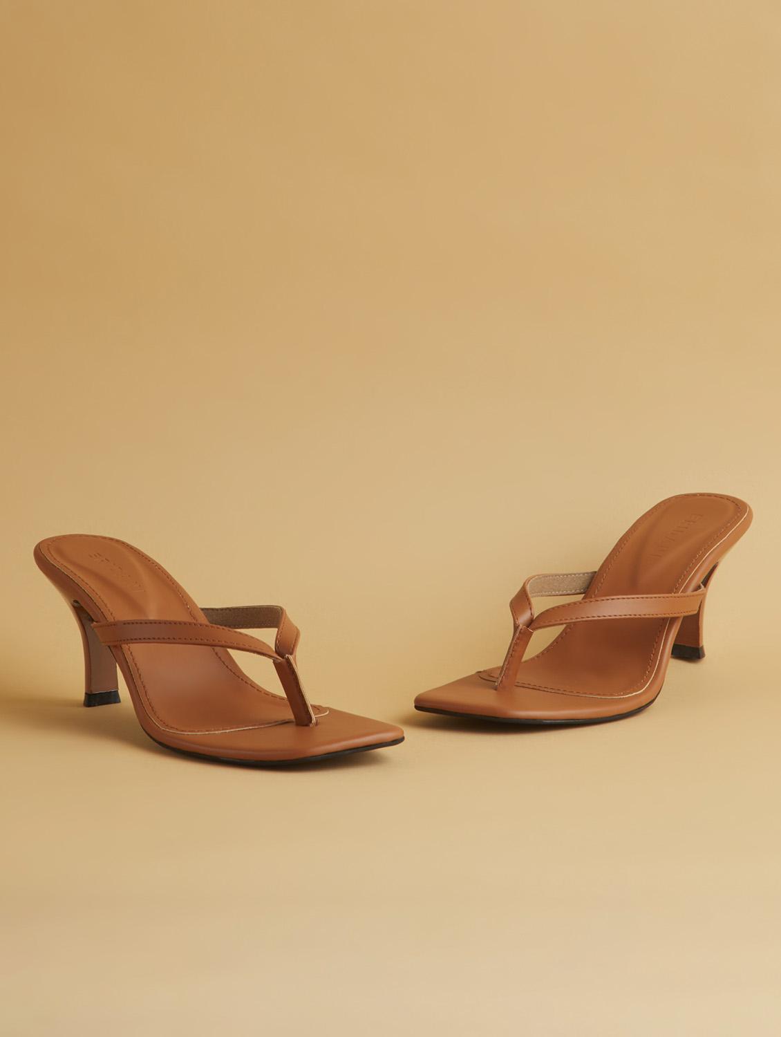tan t-strap sandals - 17592719 - Zoom Image - 2