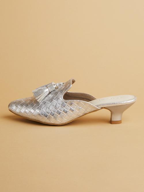 silver slip on sandals - 17592725 - Standard Image - 1