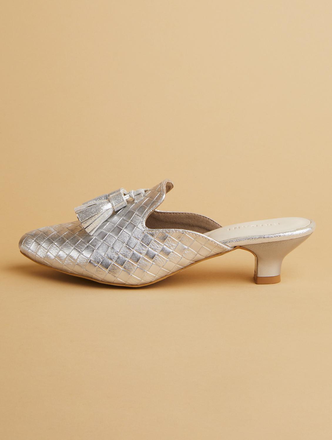 silver slip on sandals - 17592725 - Zoom Image - 1