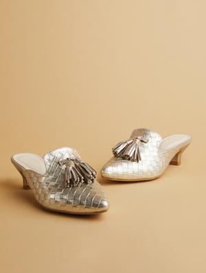 gold slip on sandals - 17592726 - Standard Image - 2