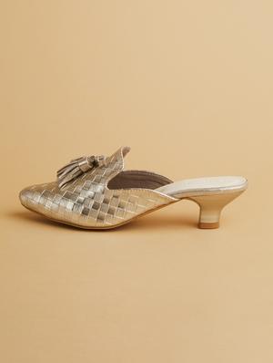 gold slip on sandals - 17592726 - Standard Image - 3