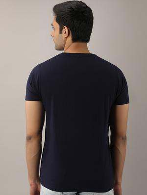 navy blue solid t-shirt - 17592844 - Standard Image - 3