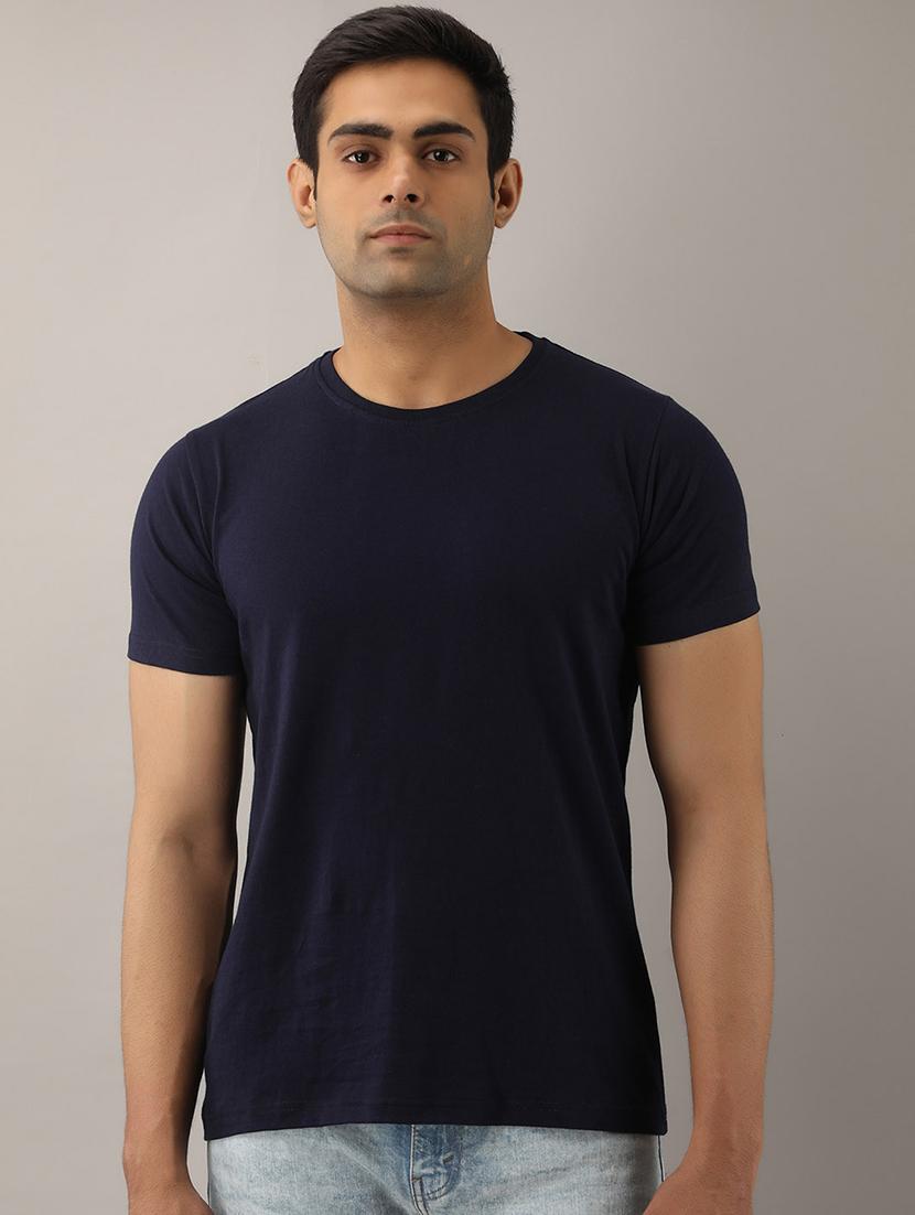 navy blue solid t-shirt - 17592844 - Zoom Image - 1