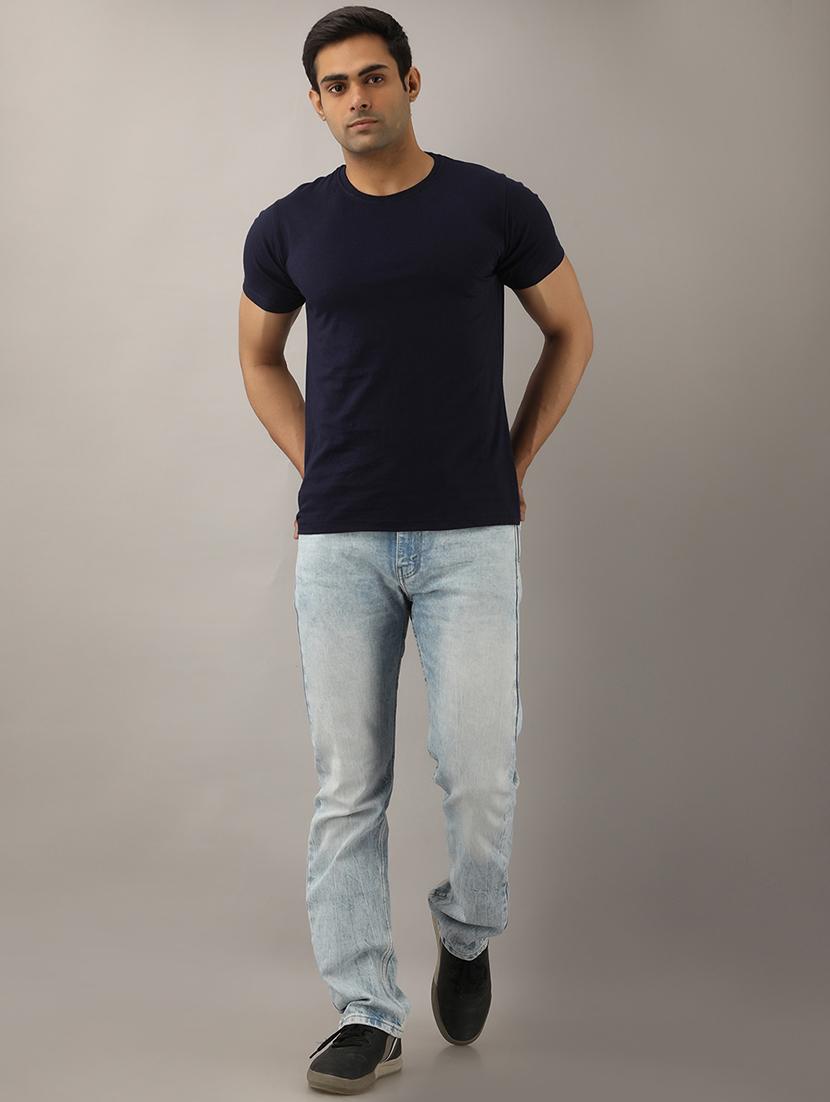 navy blue solid t-shirt - 17592844 - Zoom Image - 4