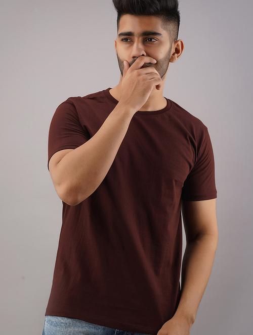 brown solid t-shirt - 17592845 - Standard Image - 1